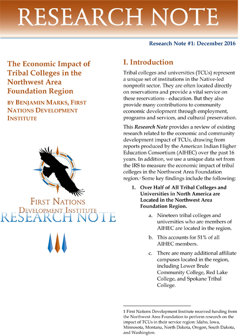 Research Note: Economic Impact of Tribal Colleges in the Northwest Area Foundation Region