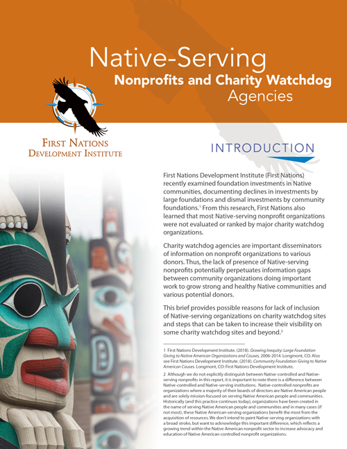 Native-Serving Nonprofits and Charity Watchdog Agencies