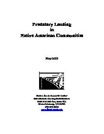 Predatory Lending in Native American Communities