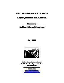 Native American Giving: Legal Questions and Answers