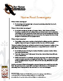 Fact Sheet #1  Native Food Sovereignty