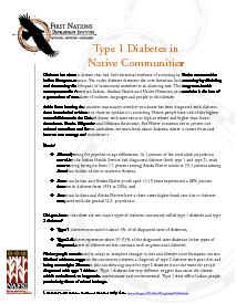 Fact Sheet #4  Type 1 Diabetes In Native Communities