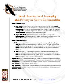 Fact Sheet #8  Food Deserts, Food Insecurity and Poverty in Native Communities