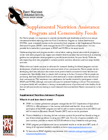 Fact Sheet #9  Commodity Foods and Supplemental Nutrition Assistance Program