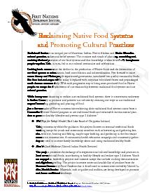 Fact Sheet #11 Reclaiming Native Food Systems and Promoting Cultural Practices