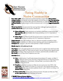 Fact Sheet #12 Eating Healthy in Native Communities