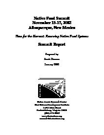 2002 Native Food Summit “Time for the Harvest: Renewing Native Food Systems”