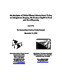 An Analysis of United States International Policy on Indigenous Peoples, the Human Right to Food and Food Security (2002)