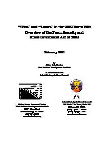 “Wins” and “Losses” in the 2002 Farm Bill: Overview of the Farm Security and Rural Investment Act of 2002