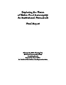 Exploring the Vision of Native Food Sovereignty: An Institutional Framework