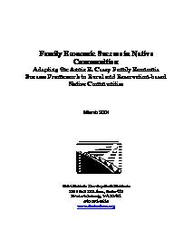Family Economic Success in Native Communities: Adapting the Annie E. Casey Family Economic Success Framework to Rural and Reservation-based Native Communities