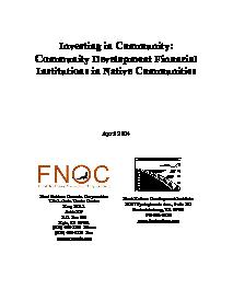 Investing in Community: Community Development Financial Insitutions in Native communities