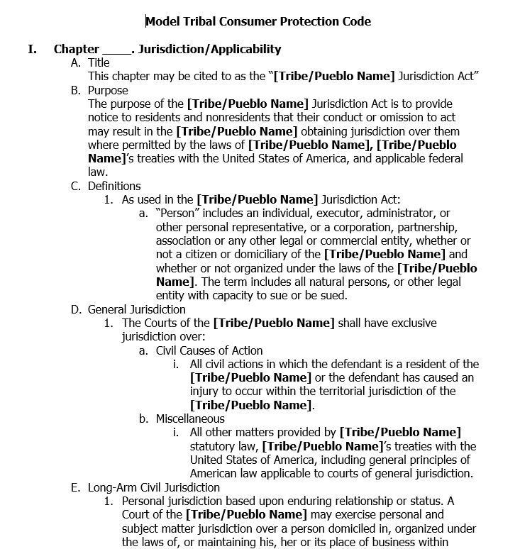 Model Tribal Consumer Protection Code