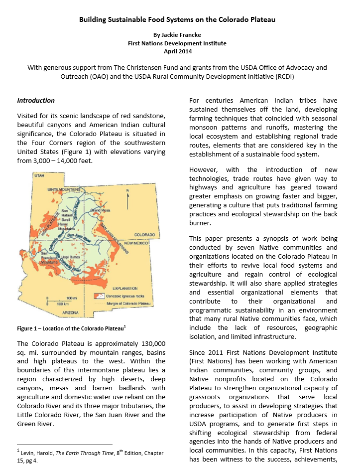 Building Sustainable Food Systems on the Colorado Plateau