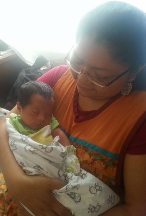 The day Monica became a grandmother in 2013.